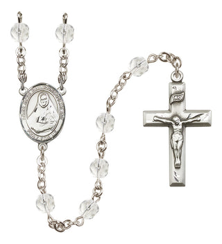 Silver Plated 6mm Fire Polished Saint Rose Philippine Duchesne Rosary in Crystal
