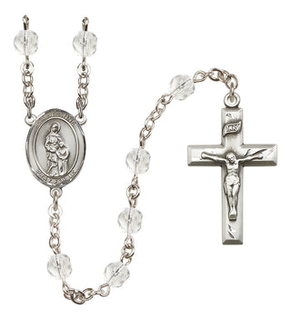 Silver Plated 6mm Fire Polished Saint Anne Rosary in Crystal