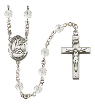 Silver Plated 6mm Fire Polished Saint Honorius of Amiens Rosary in Crystal