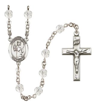 Silver-Plated 6mm Saint Uriel the Archangel  Engraved Catholic Rosaries