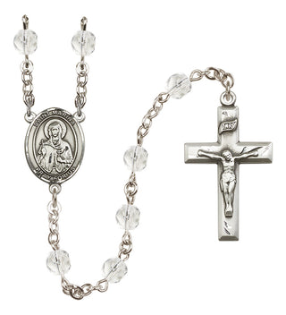Silver Plated 6mm Fire Polished Saint Marina Rosary in Crystal