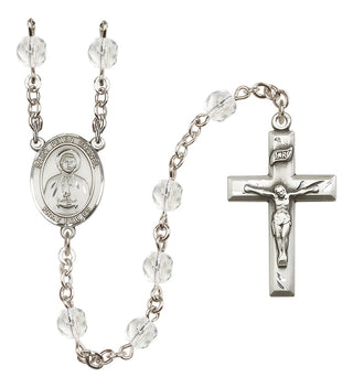 Silver Plated 6mm Fire Polished Saint Peter Chanel Rosary in Crystal