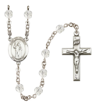 Silver Plated 6mm Fire Polished Saint Columbkille Rosary in Crystal