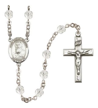 Silver Plated 6mm Fire Polished Saint Daniel Comboni Rosary in Crystal