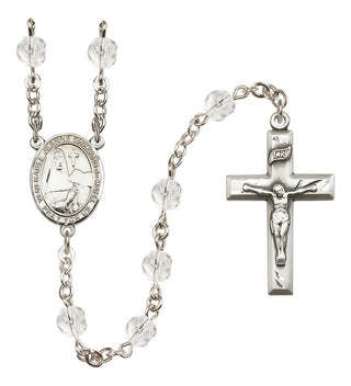 Silver Plated 6mm Fire Polished Saint Jeanne Chezard de Matel Rosary in Crystal