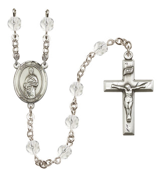 Silver Plated 6mm Fire Polished Saint Eligius Rosary in Crystal