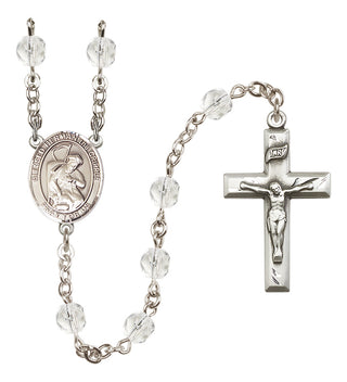 Silver Plated 6mm Fire Polished Blessed Herman the Cripple Rosary in Crystal