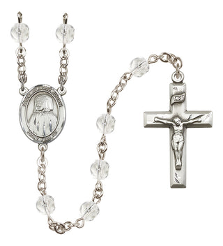Silver Plated 6mm Fire Polished Saint Jeanne Jugan Rosary in Crystal