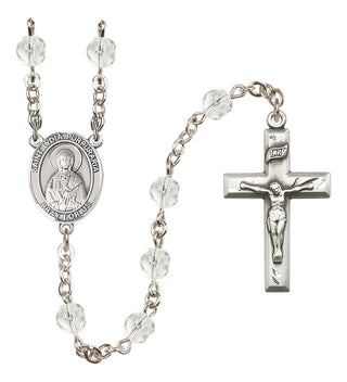Silver-Plated 6mm Saint Lydia Purpuraria  Engraved Catholic Rosaries