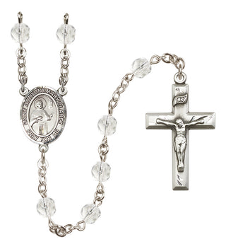 Silver Plated 6mm Fire Polished Saint Anthony Mary Claret Rosary in Crystal