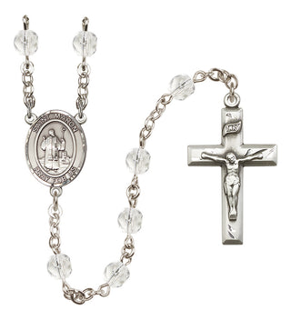 Silver Plated 6mm Fire Polished Saint Maron Rosary in Crystal