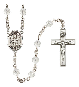 Silver Plated 6mm Fire Polished Saint Dismas Rosary in Crystal