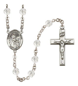 Silver Plated 6mm Fire Polished Saint Margaret Mary Alacoque Rosary in Crystal