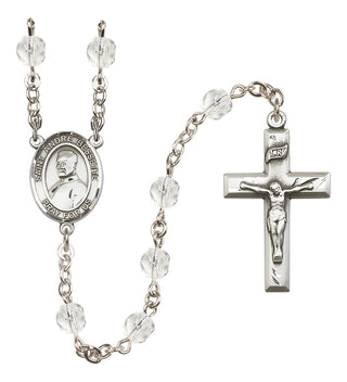 Silver Plated 6mm Fire Polished Saint Andre Bessette Rosary in Crystal