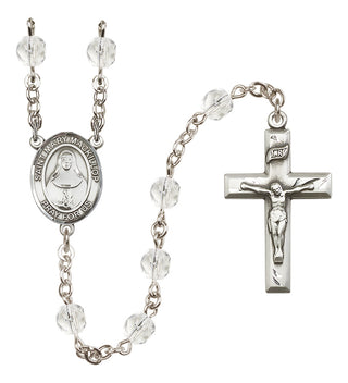 Silver Plated 6mm Fire Polished Saint Mary Mackillop Rosary in Crystal
