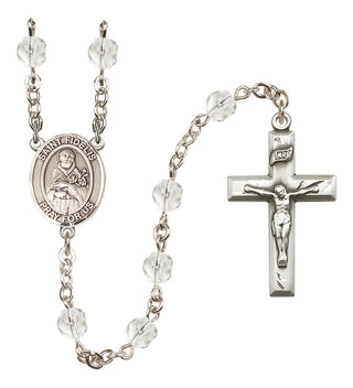 Silver Plated 6mm Fire Polished Saint Fidelis Rosary in Crystal