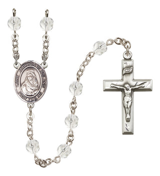 Silver Plated 6mm Fire Polished Saint Jadwiga of Poland Rosary in Crystal
