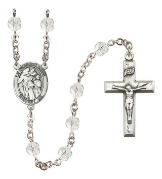 Silver Plated 6mm Fire Polished Guardian Angel w/Children Rosary in Crystal