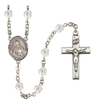 Silver Plated 6mm Fire Polished Saint Edmund of East Anglia Rosary in Crystal