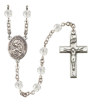 Silver Plated 6mm Fire Polished Our Lady of the Precious Blood Rosary in Crystal