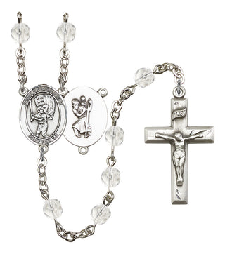 Saint Christopher and Baseball Rosary with Crystal Beads