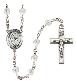 Silver-Plated 6mm Saint Christopher/Basketball Rosary
