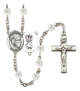 Saint Christopher and Hockey Rosary with Crystal Beads