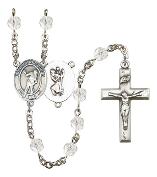 Saint Christopher and Lacrosse Rosary with Crystal Beads