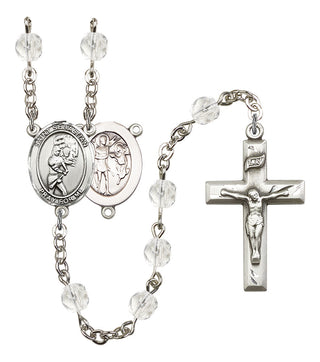 Saint Sebastian and Softball Rosary with Crystal Beads