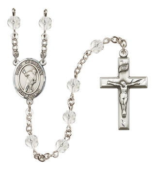 Silver-Plated 6mm Saint Sebastian/Lacrosse Rosary