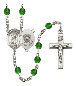 Saint Christopher and Coast Guard Rosary with Emerald Beads