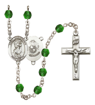 Silver-Plated 6mm Saint Christopher / Marines Rosary