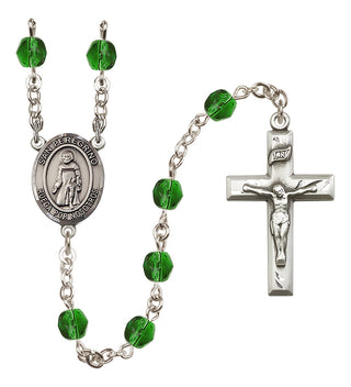 Silver Plated 6mm Fire Polished San Peregrino Rosary in Emerald