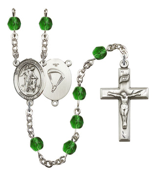 Guardian Angel and Paratrooper Rosary with Emerald Beads