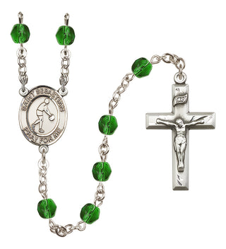 Silver-Plated 6mm Saint Sebastian/Basketball Rosary