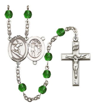 Saint Sebastian and Surfing Rosary with Emerald Beads