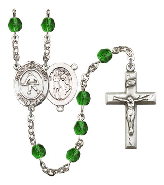 Saint Sebastian and Field Hockey Rosary with Emerald Beads