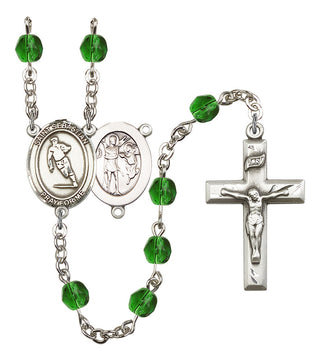 Saint Sebastian and Rugby Rosary with Emerald Beads