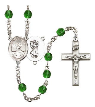 Saint CHRISTOPHER and Water Polo-Women Rosary with Emerald Beads