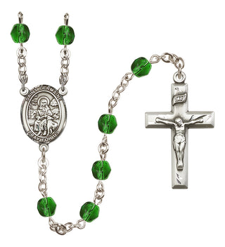 Silver Plated 6mm Fire Polished Saint Germaine Cousin Rosary in Emerald