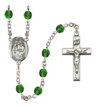 Silver-Plated 6mm Holy Family  Engraved Catholic Rosaries