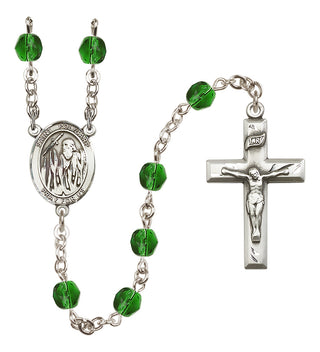 Silver Plated 6mm Fire Polished Saint Polycarp of Smyrna Rosary in Emerald