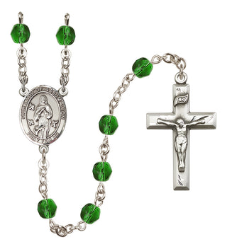 Silver Plated 6mm Fire Polished Our Lady of Assumption Rosary in Emerald