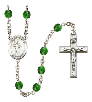 Silver-Plated 6mm Saint Columbkille  Engraved Catholic Rosaries