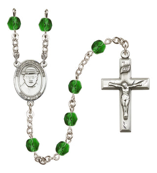 Silver-Plated 6mm Saint Damien of Molokai  Engraved Catholic Rosaries