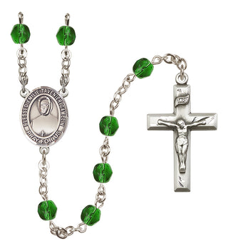 Silver Plated 6mm Fire Polished Blessed Emilie Tavernier Gamelin Rosary in Emerald