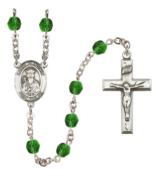 Silver Plated 6mm Fire Polished Saint Vladimir Rosary in Emerald