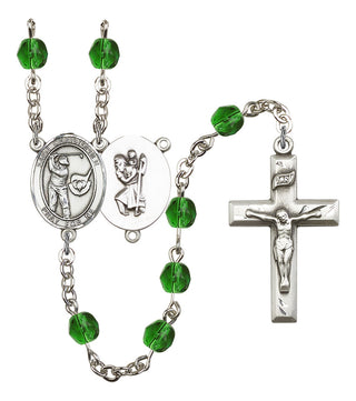 Saint Christopher and Golf Rosary with Emerald Beads