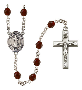 Silver Plated 6mm Fire Polished San Francis Rosary in Garnet