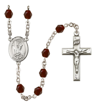 Silver Plated 6mm Fire Polished Saint Helen Rosary in Garnet